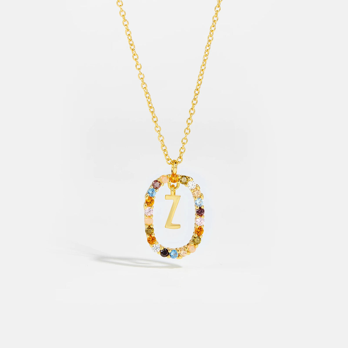 Nova - Ketting 18K Goldplated Zilver met Zirkonia en Letter