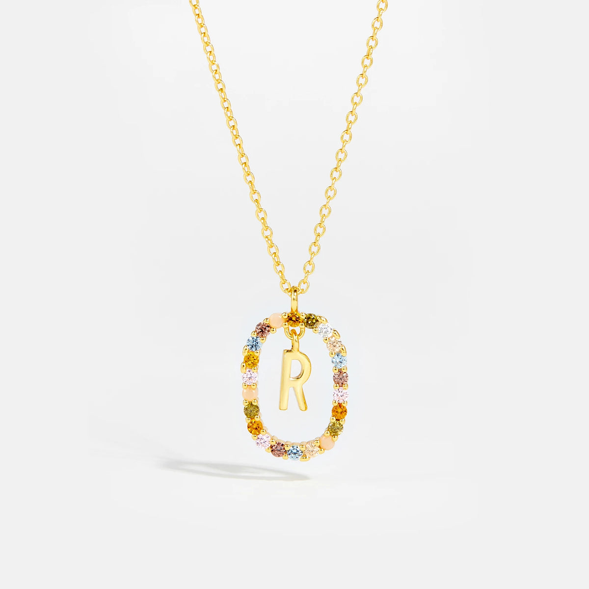 Nova - Ketting 18K Goldplated Zilver met Zirkonia en Letter