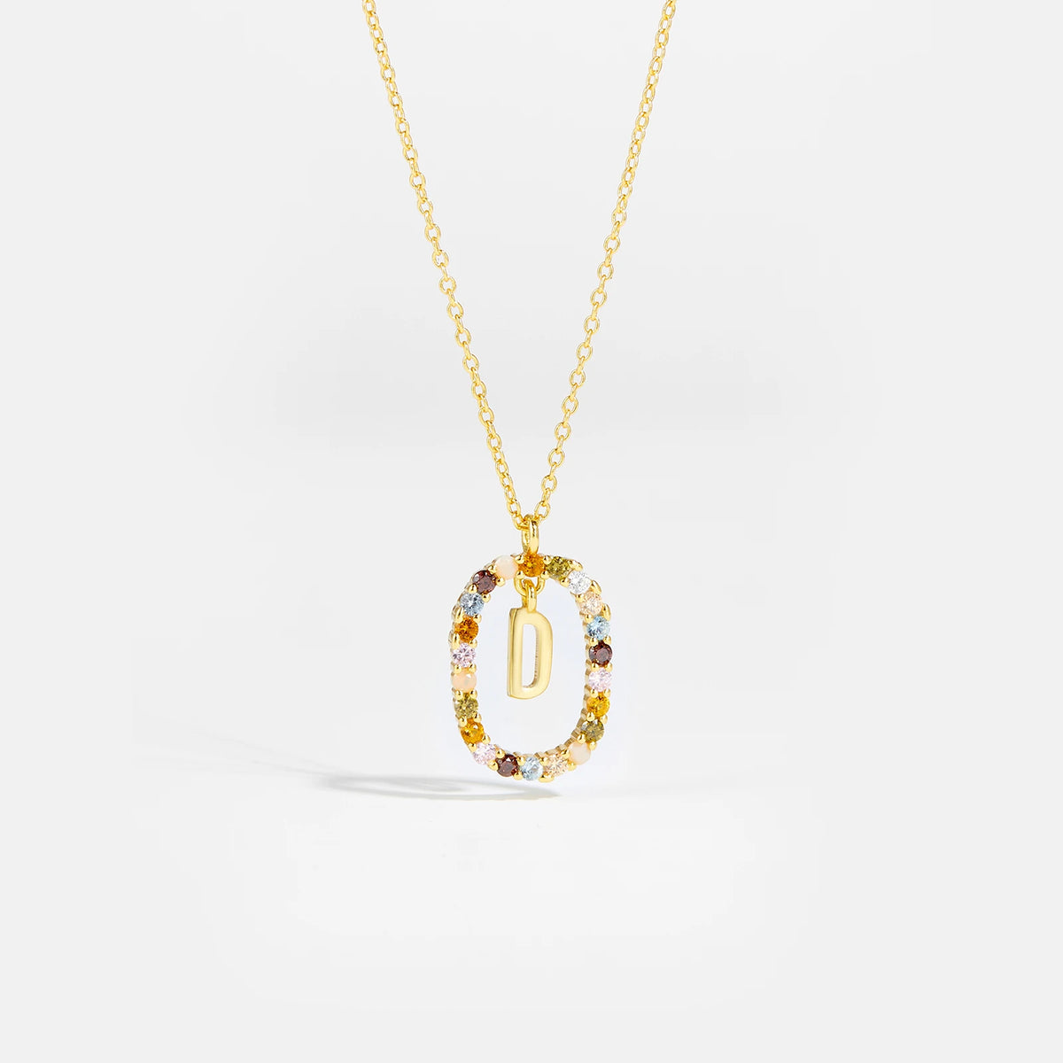 Nova - Ketting 18K Goldplated Zilver met Zirkonia en Letter