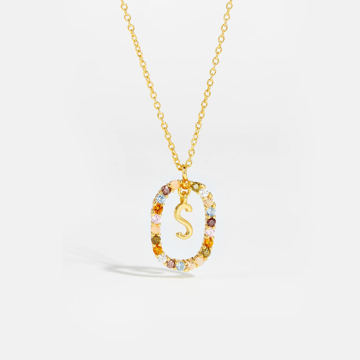 Nova - Ketting 18K Goldplated Zilver met Zirkonia en Letter