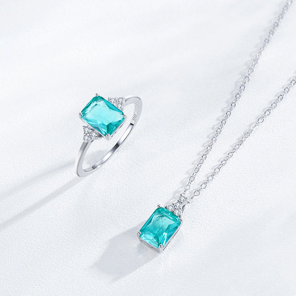 Genevienne – Schmuckset – Cyan- und weiße Zirkonia