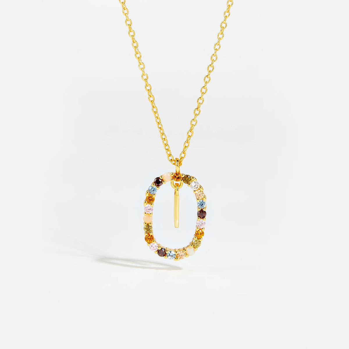 Nova - Ketting 18K Goldplated Zilver met Zirkonia en Letter