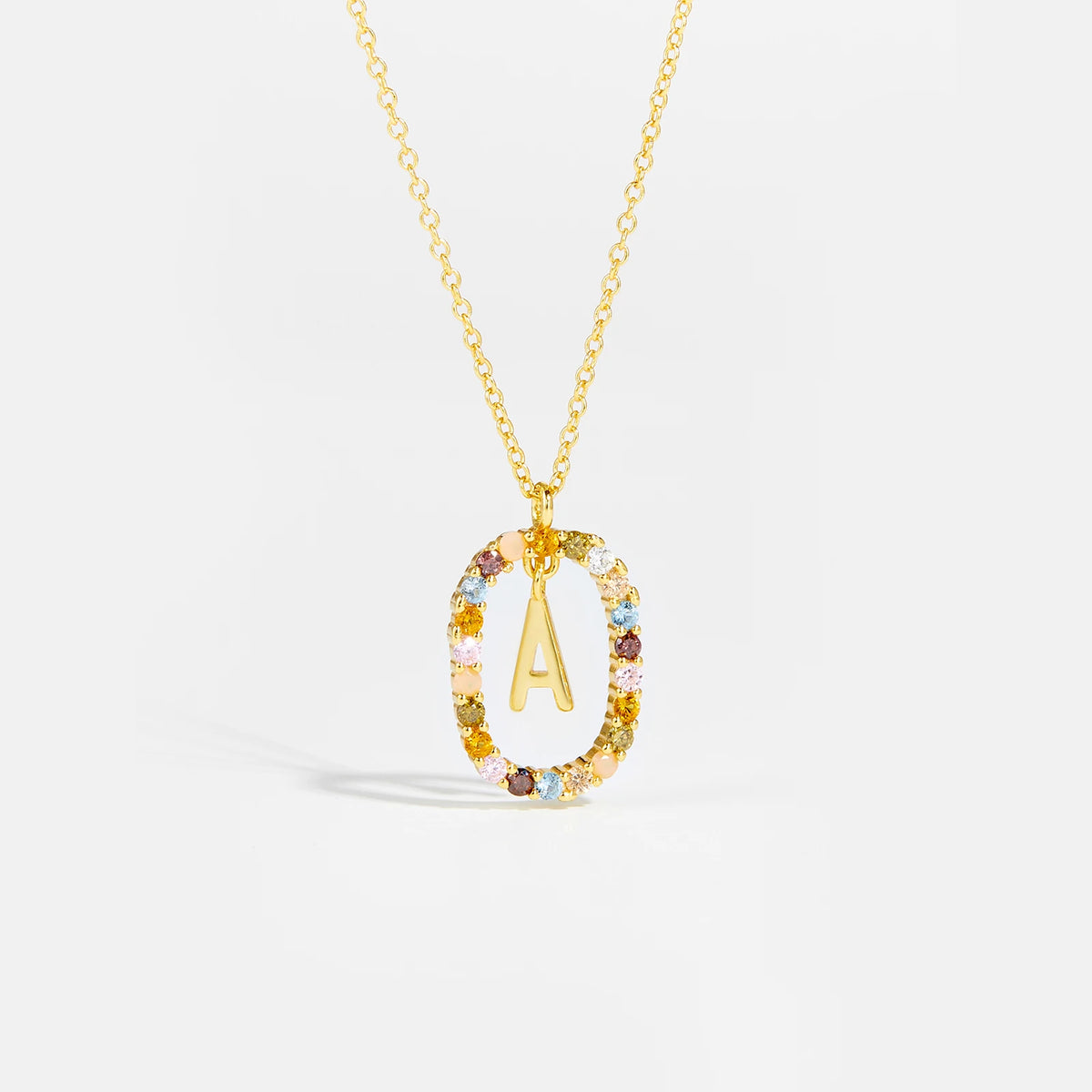 Nova - Ketting 18K Goldplated Zilver met Zirkonia en Letter
