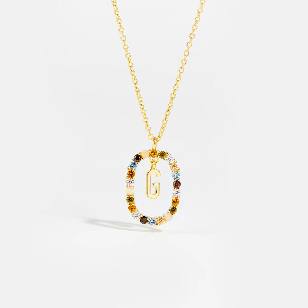Nova - Ketting 18K Goldplated Zilver met Zirkonia en Letter