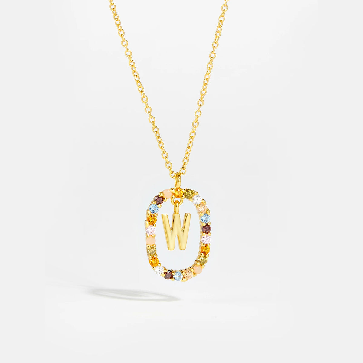 Nova - Ketting 18K Goldplated Zilver met Zirkonia en Letter