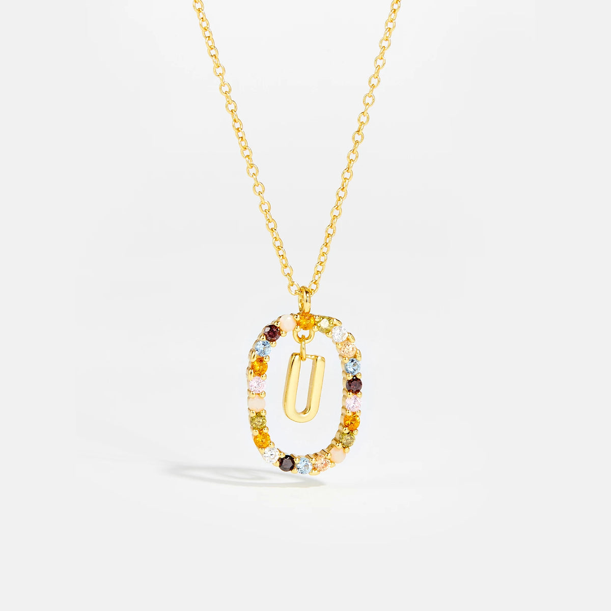 Nova - Ketting 18K Goldplated Zilver met Zirkonia en Letter