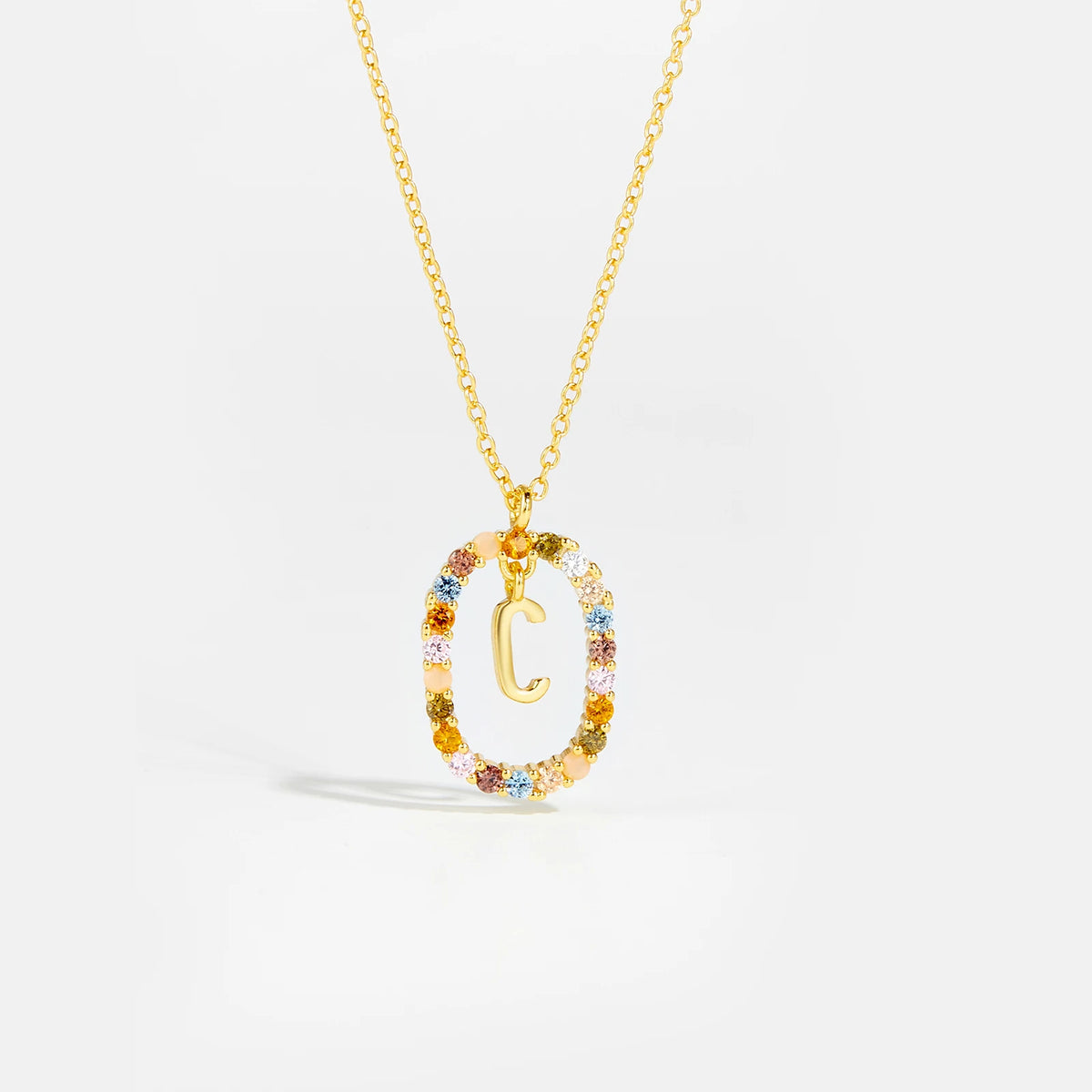 Nova - Ketting 18K Goldplated Zilver met Zirkonia en Letter