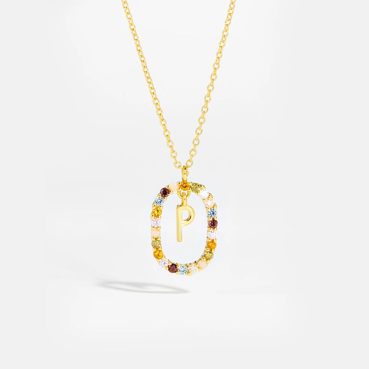 Nova - Ketting 18K Goldplated Zilver met Zirkonia en Letter