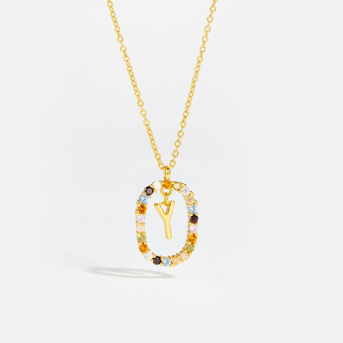 Nova - Ketting 18K Goldplated Zilver met Zirkonia en Letter